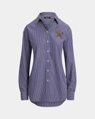 Áo sơ mi kẻ sọc dáng rộng thoải mái bằng vải broadcloth