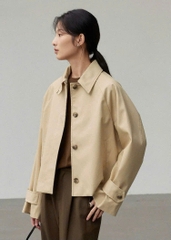 ÁO KHOÁC TRENCH COAT NGẮN OVERSIZED CÓ CẦU VAI