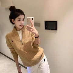 Áo len cotton dệt kim có khóa kéo