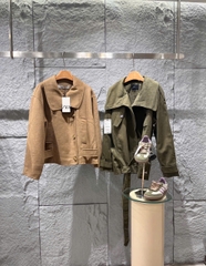 Jacket dạ ép Zara màu carmel cổ trụ dáng lửng