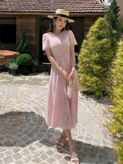 VÁY MIDI REN HỒNG ĐÍNH ĐÁ