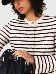 Áo cardigan Maje  kẻ ngang đen trắng bling