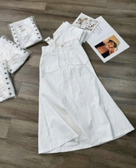 Chân váy denim Zara trắng dáng A