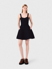 Váy len Maje navy 2 dây hoạt tiết dập nổi