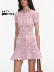 Pink Bow Croset Crystal Trim Mini Dress