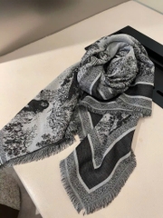 Khăn DIOR hoạ tiết cây xám