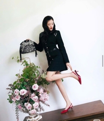 Váy len Maje đen cổ đức