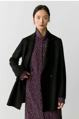 Coat dạ ép ICICLE màu đencổ bẻ dáng lửng