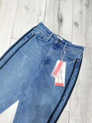 Quần jean dáng baggy Rauph Lauren xanh viền sọc đen