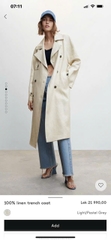 Áo trendcoat MNG khaki linen dáng dài