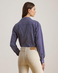 Áo sơ mi kẻ sọc dáng rộng thoải mái bằng vải broadcloth