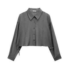 Sơ mi Hàn Quốc Moxi cổ đức dáng crop