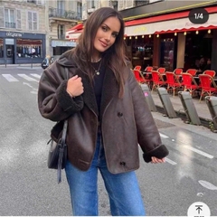 Áo khoác da lộn Zara cổ lông