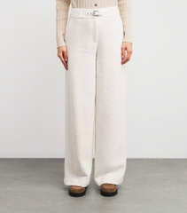 Quần ống rộng thắt lưng bằng vải tweed
