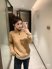 Áo len cotton dệt kim có khóa kéo