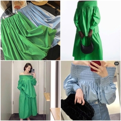 Chân váy midi COS suông rộng 2 màu (tách set)