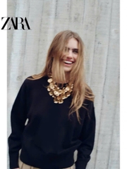 Áo sweatshirt Zara đen dài tay