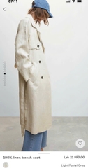 Áo trendcoat MNG khaki linen dáng dài