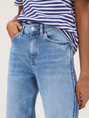Quần jean dáng baggy Rauph Lauren xanh viền sọc đen