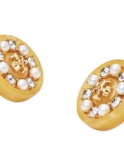 Khuyên tai Tory Burch tròn đính đá 3 màu