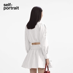 Set Self- Portrait Áo sơ mi đính đá chân váy mini