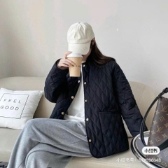 Áo khoác trần bông BBR cổ nhung đen 2 màu