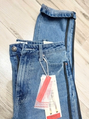 Quần jean dáng baggy Rauph Lauren xanh viền sọc đen