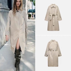 Trenchcoat Zara cổ đức màu ghi nhạt