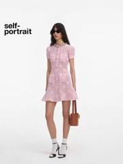 Pink Bow Croset Crystal Trim Mini Dress