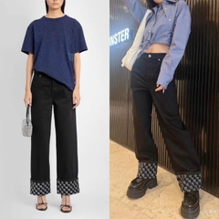 Quần denim AlexanderWang gập gấu chữ dáng xuông