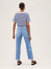 Quần jean dáng baggy Rauph Lauren xanh viền sọc đen