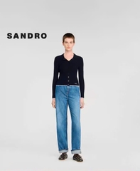 Áo len cardigan cổ polo ngắn
