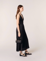 Váy maxi Maje lụa cut-out ngực giọt lệ 3 màu