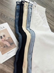 Chân váy midi denim Zara trắng xẻ sau