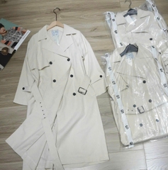 Áo trendcoat MNG khaki linen dáng dài