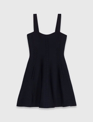 Váy len Maje navy 2 dây hoạt tiết dập nổi