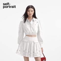 Set Self- Portrait Áo sơ mi đính đá chân váy mini