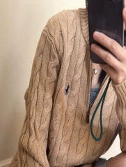 Áo len cotton dệt kim có khóa kéo