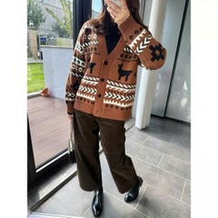 Áo khoác len dệt jacquard bằng len và alpaca