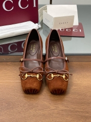 Giày bệt Gucci da lộn 1 dây hoạ tiết nơ