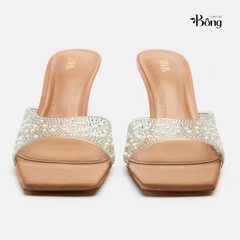 Guốc Zara quai trong bling nhũ bạc