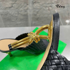 Guốc Botega quai bện gót vàng