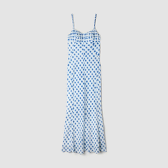 Váy maxi Sandro kẻ caro 2 dây nhún ngực