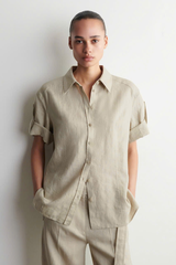 ÁO SƠ MI VẢI LINEN TAY GẤP
