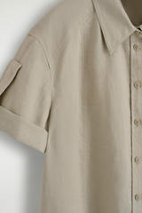 ÁO SƠ MI VẢI LINEN TAY GẤP