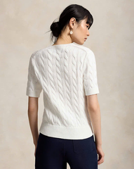Áo khoác cardigan tay ngắn bằng vải cotton dệt kim
