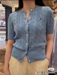 Áo khoác cardigan tay ngắn bằng vải cotton dệt kim