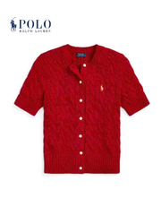 Áo khoác cardigan tay ngắn bằng vải cotton dệt kim