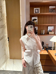 ÁO SƠ MI OXFORD KHÔNG TAY KIỂU DÁNG CỔ ĐIỂN