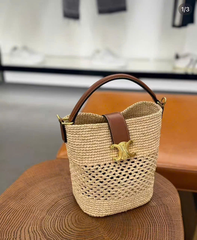 Túi Celine small bucket Cuir Triomphe màu camel